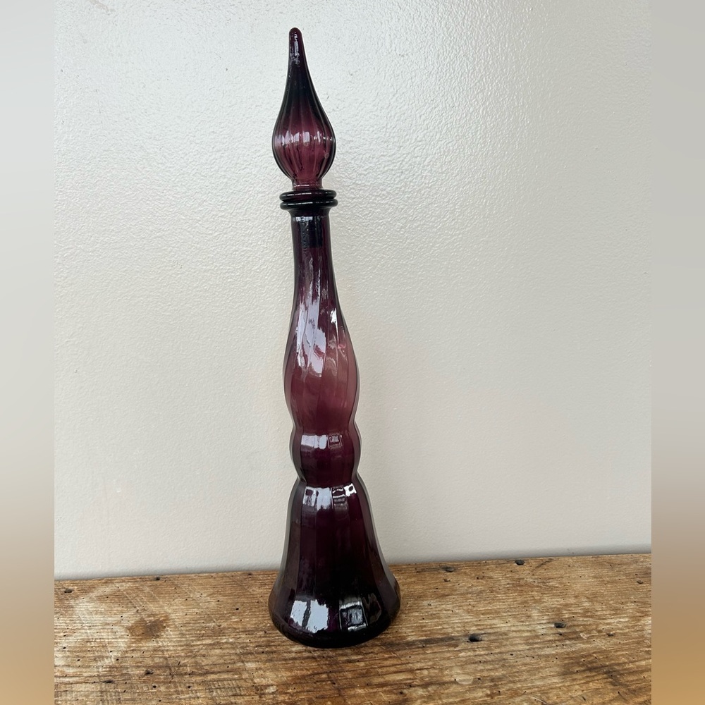 Vtg Rossini Empoli Amethyst Genie Paneled Glass Italy MCM Pointes Stopper